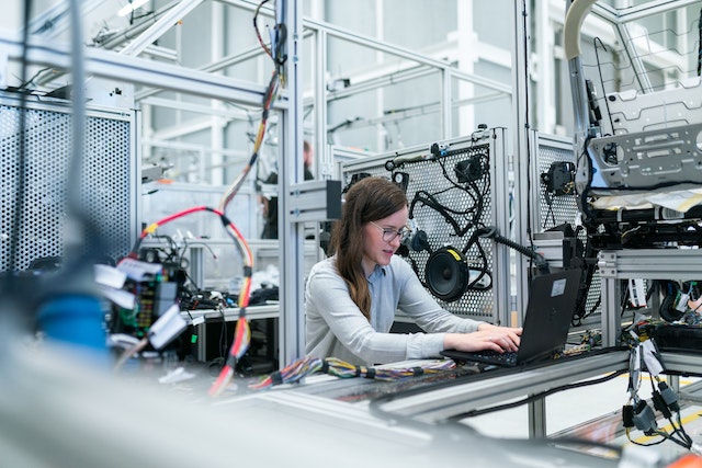 female engineer working in an engineering lab