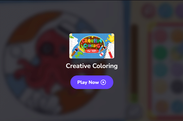 launch page for Creative Coloring Game