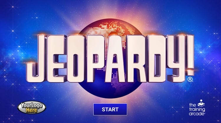 The Jeopardy game show logo used by the Training Arcade to create custom games for learning