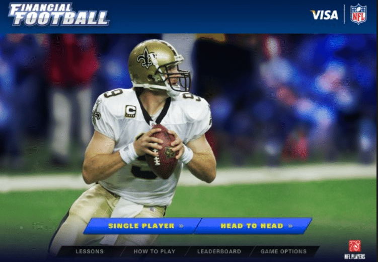 Screenshot of financial football game with quarterback getting ready to throw a football