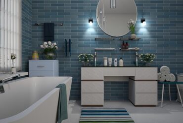 bathroom with blue walls