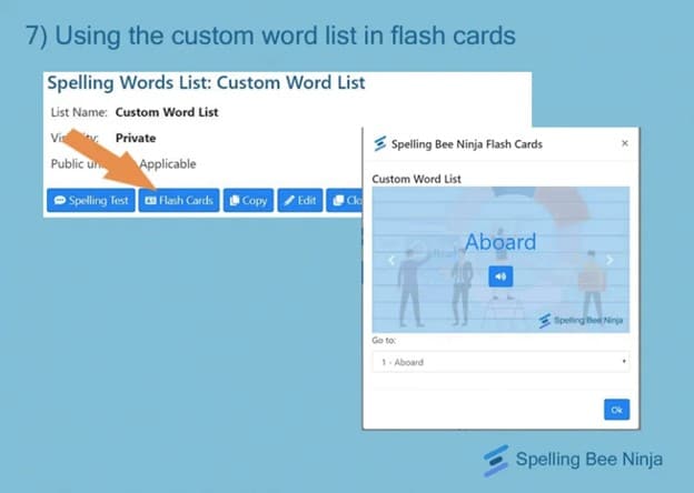 screenshot of Spelling Bee Ninja learning tool