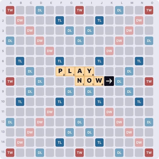 launch screen for online Scrabble game