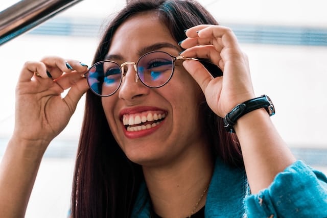 woman with glasses