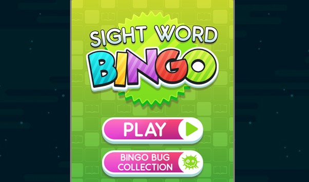 launch page for Sight Word Bingo online game.
