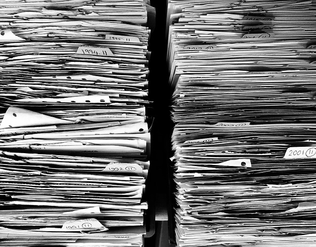 stacks of papers data files
