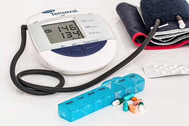 medication and blood pressure cuff