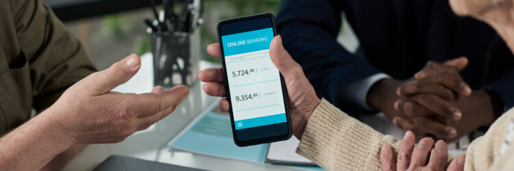 woman using banking app on cellphone