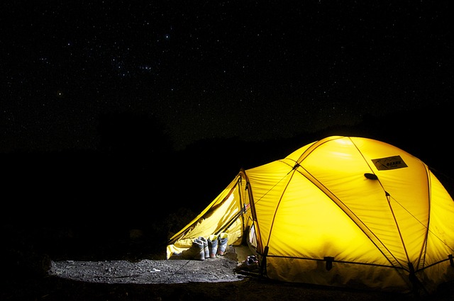 yellow tent camping