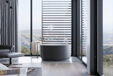 bathroom modern home grey design interior natural light windows