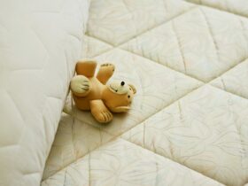 mattress and teddybear