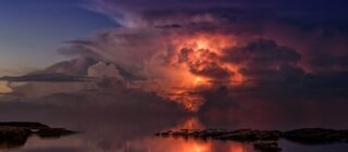 thunderstorm ocean sunset landscape