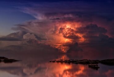 thunderstorm ocean sunset landscape