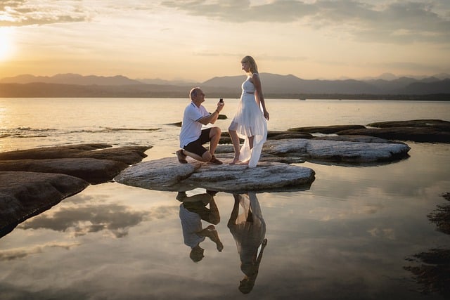proposal wedding couple romantic lake beautiful landscape