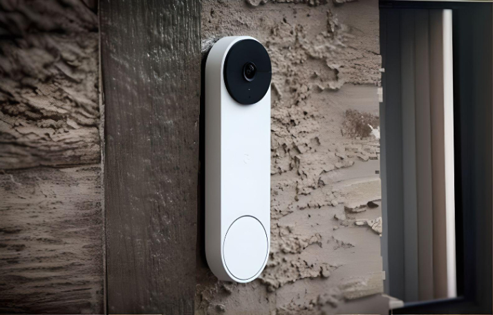 close up of a smart doorbell