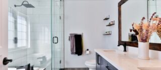 modern and new bathroom with glass shower