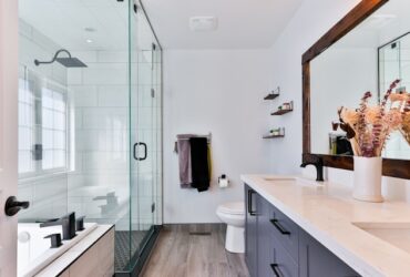 modern and new bathroom with glass shower