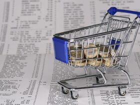 money coins shopping cart recipt debt
