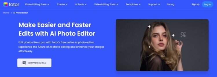 Screenshot of Fotor AI photo editor