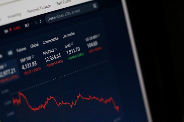 investment chart shown on a laptop.