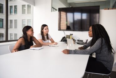 woman interviewing for a new job.