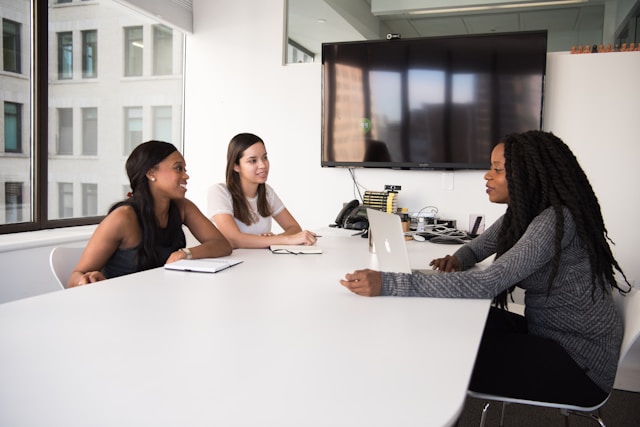 woman interviewing for a new job.