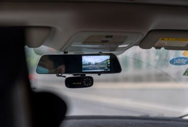 a built-in dash camera with a display in the rearview mirror.