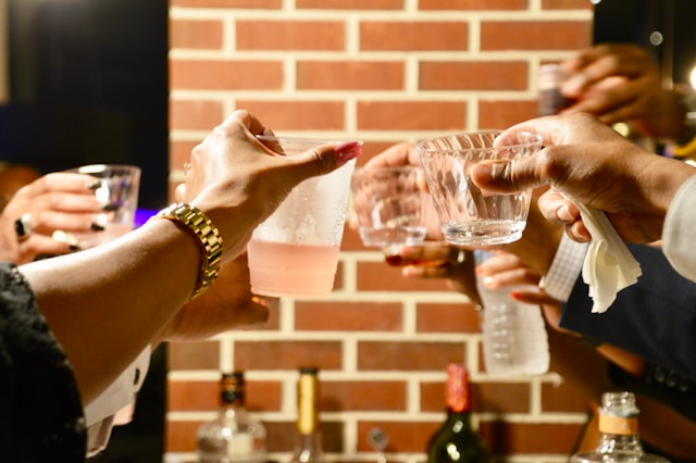 group of friends toasting their glasses.