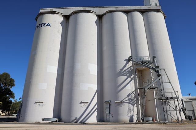 large industrial silo tanks