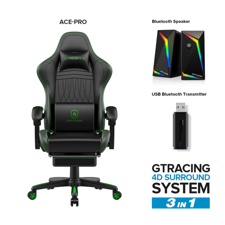 Gaming chair bundled with bluetooth speakers