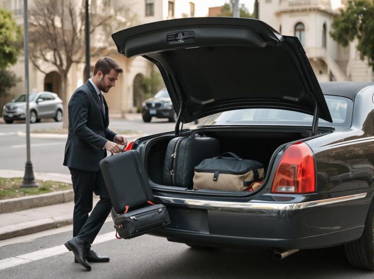 driver loading bags into car.