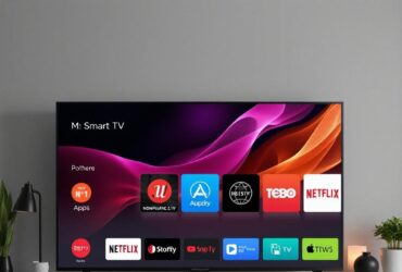 smart TV showing the home screen with multiple apps to choose from.