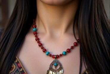 young woman wearing a traditional necklace