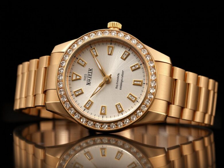 gold and diamond watch.