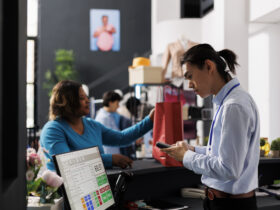 customer paying retail business