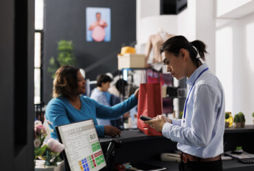 customer paying retail business