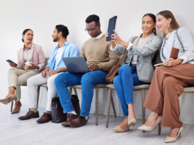 Job search people waiting on interview