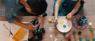 siblings enjoying hobbies