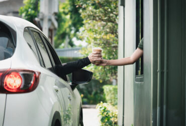 man at drive thru