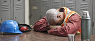 exhausted shift worker