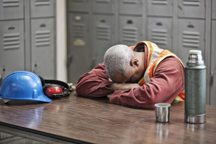 exhausted shift worker
