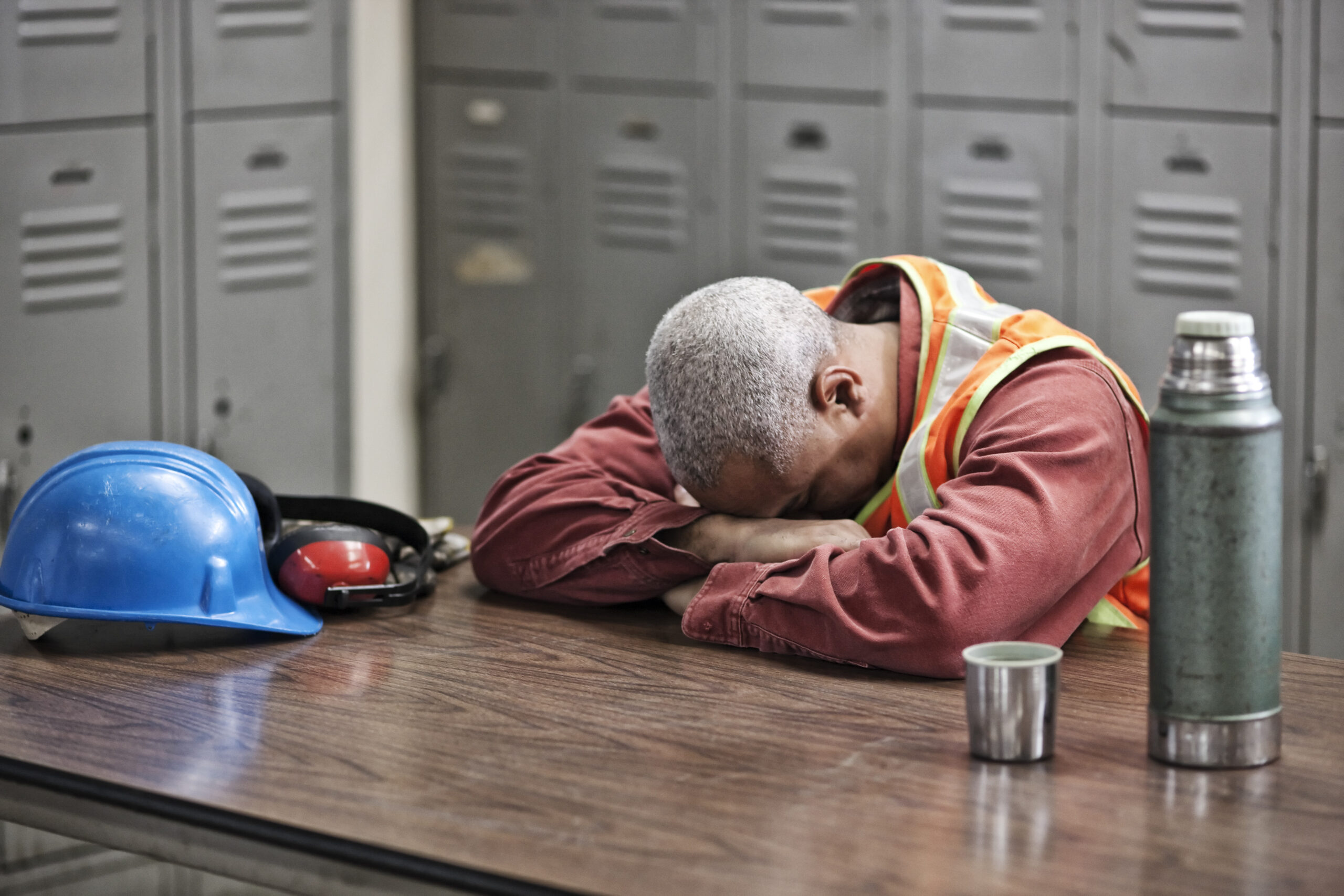exhausted shift worker