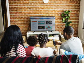 family watching tv together