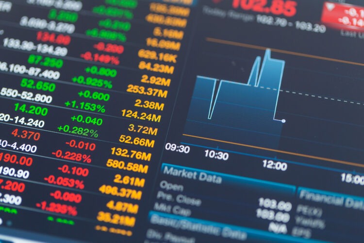 Tablet computer with live stock chart